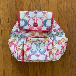 Coach Scribble Print Backpack Purse